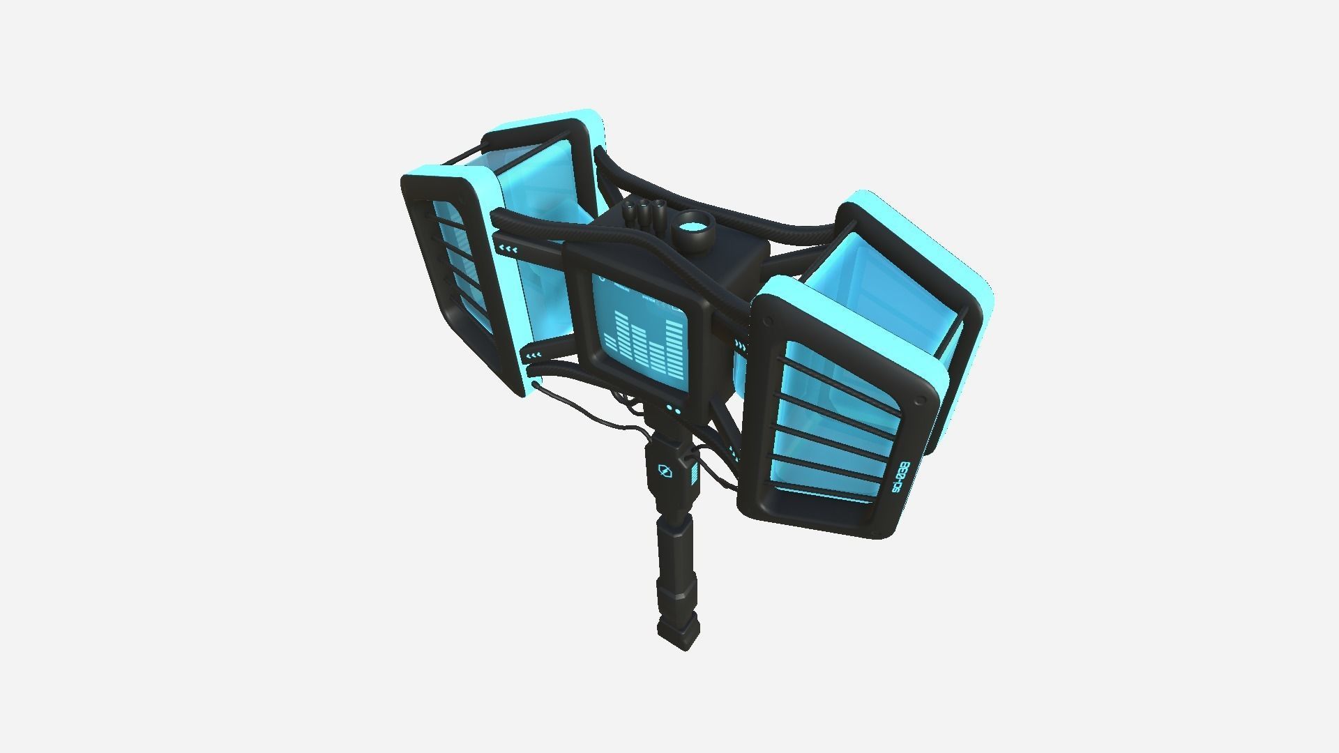 SciFi War Hammer A01 Black Blue - Sci Fi Weapon Design Low-poly 3D model_3