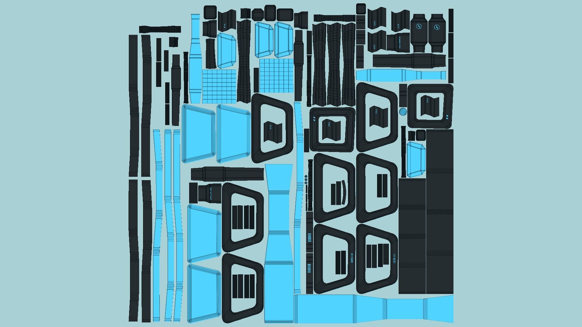 SciFi War Hammer A01 Black Blue - Sci Fi Weapon Design Low-poly 3D model_5