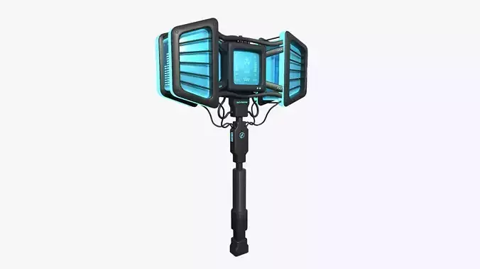 SciFi War Hammer A01 Black Blue - Sci Fi Weapon Design Low-poly 3D model