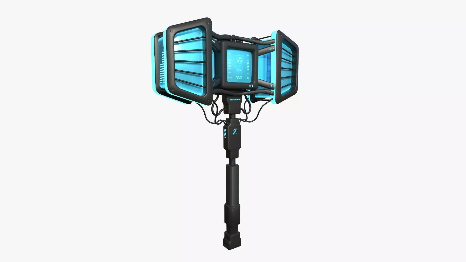 SciFi War Hammer A01 Black Blue - Sci Fi Weapon Design Low-poly 3D model_0