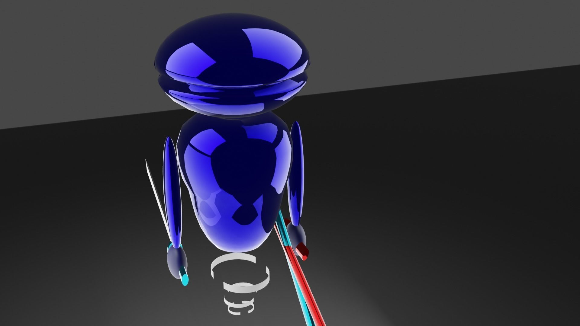 robot skier flying in air 3D model_1