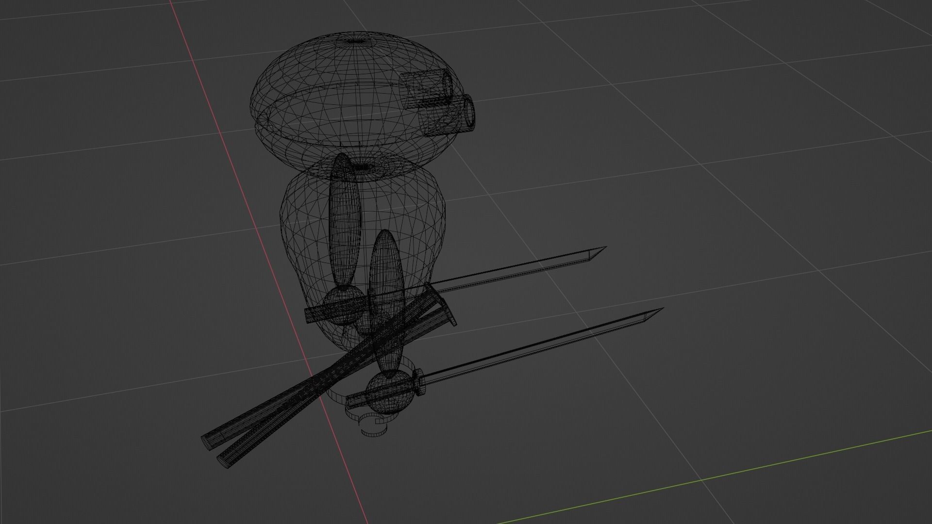 robot skier flying in air 3D model_4