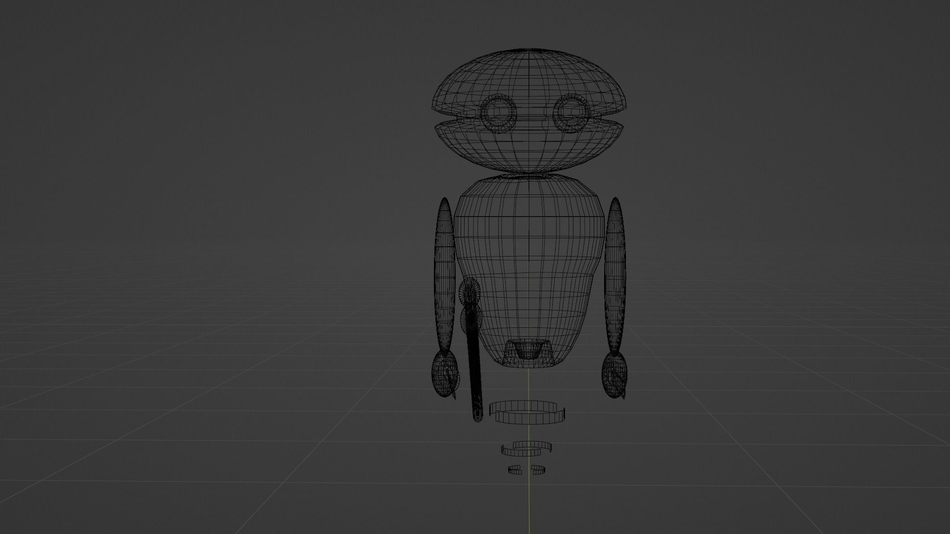 robot skier flying in air 3D model_2