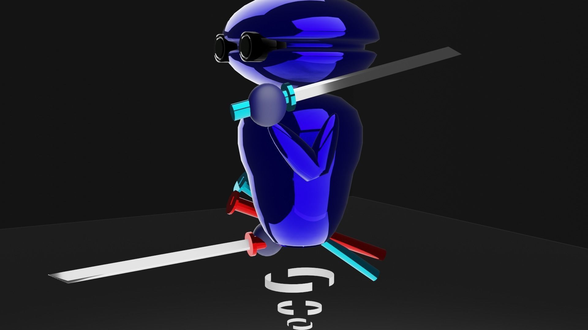 robot skier flying in air 3D model_5
