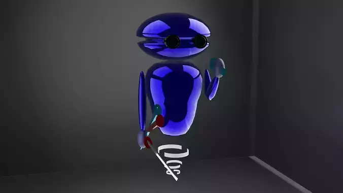 robot skier flying in air 3D model
