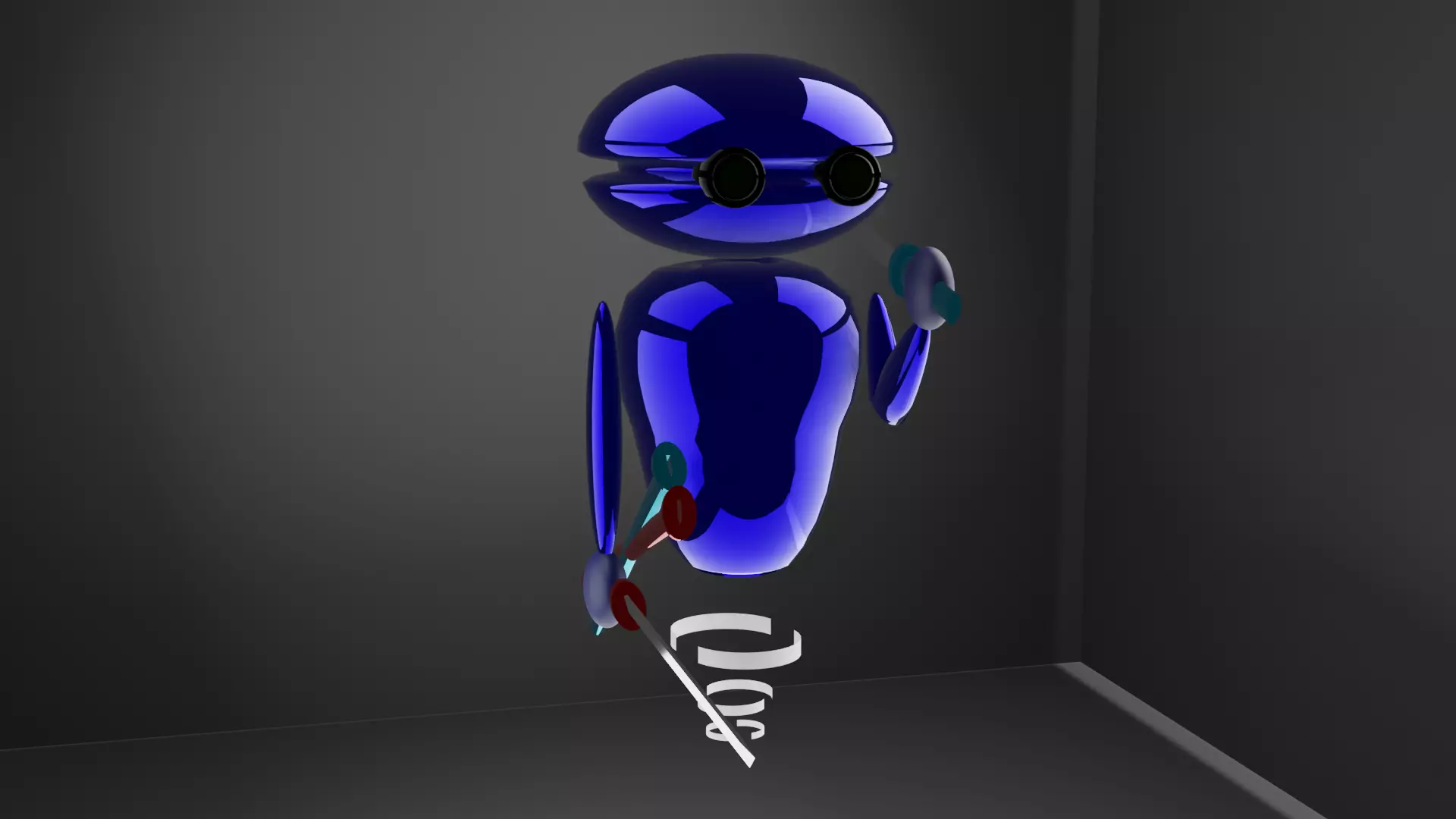 robot skier flying in air 3D model_0