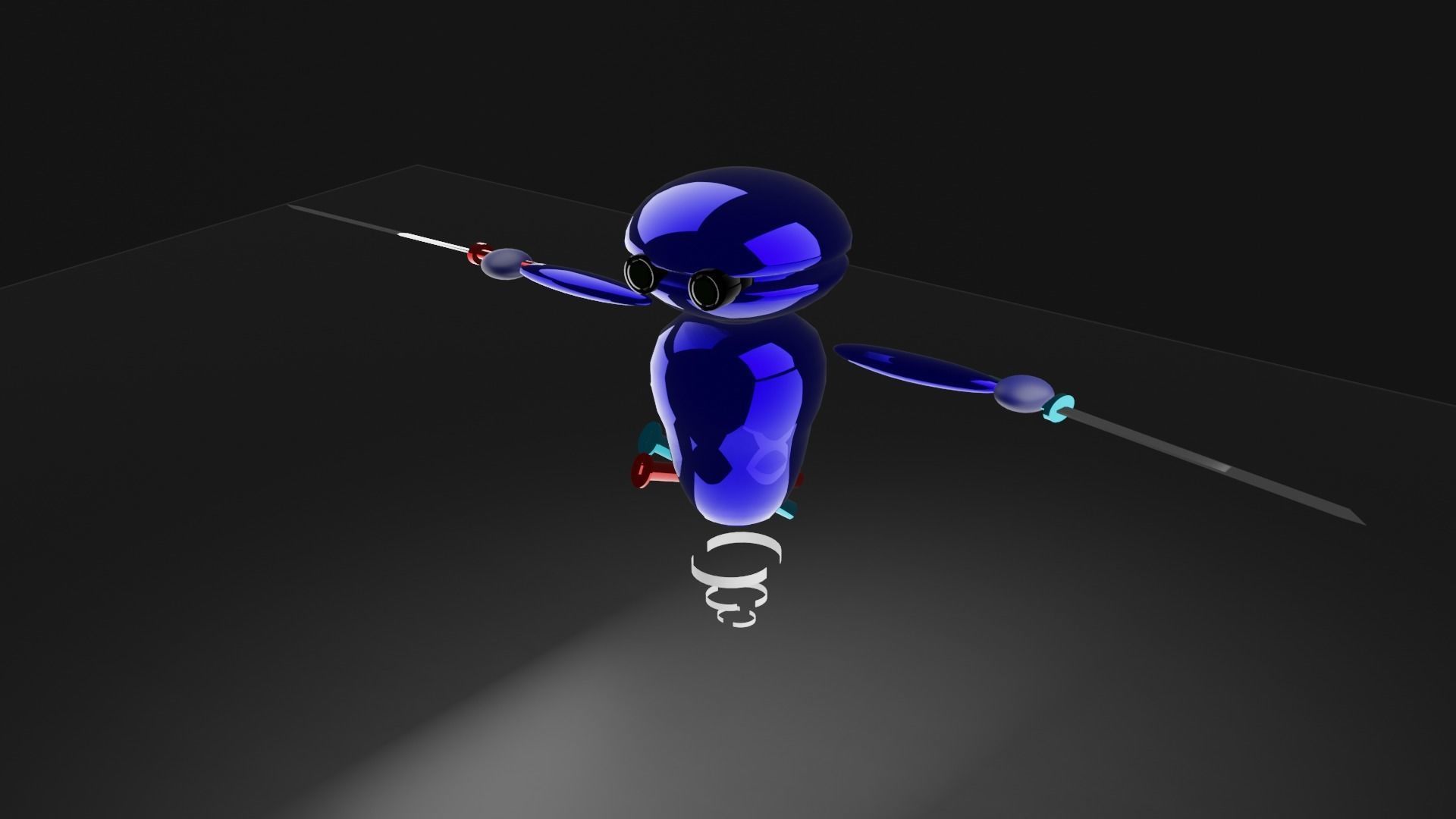 robot skier flying in air 3D model_6