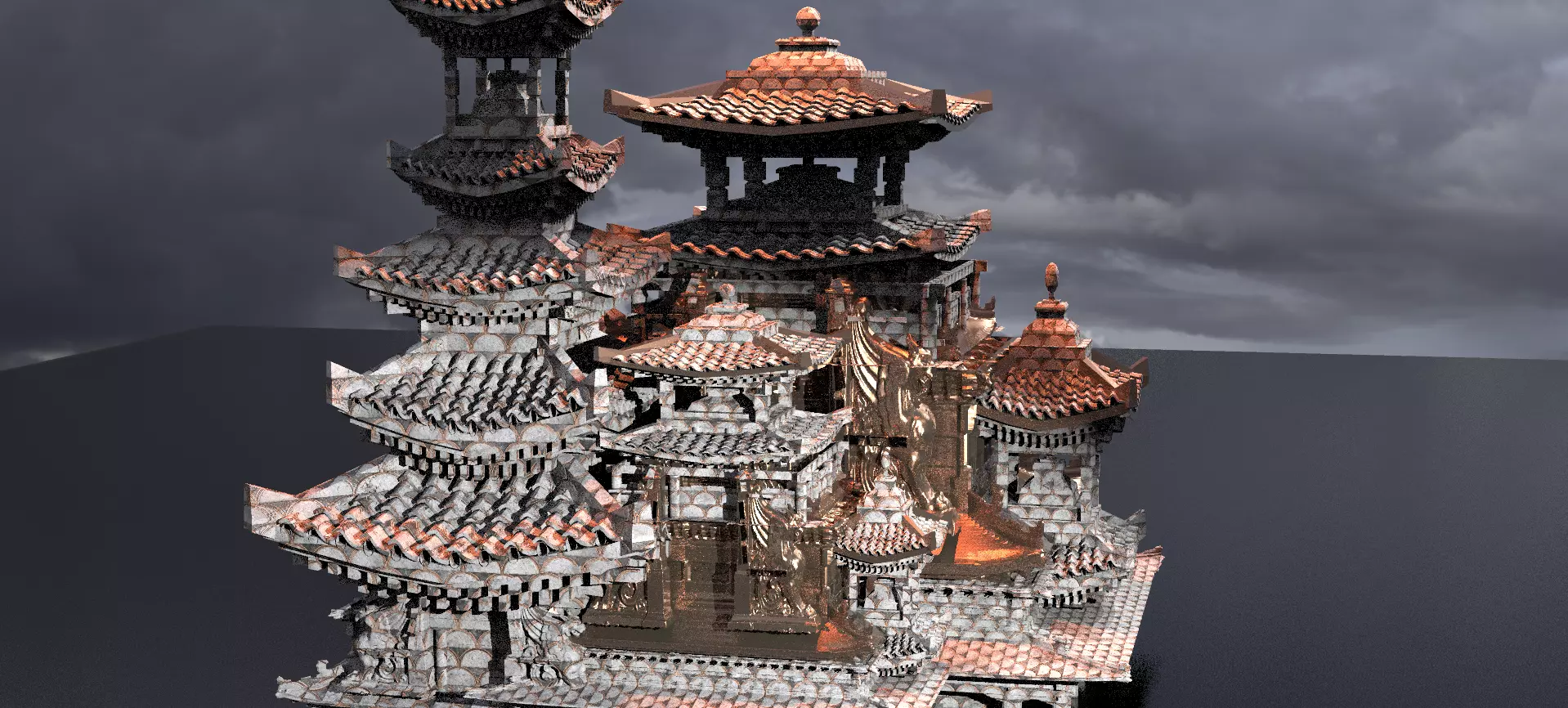 Dragon Temples Kitbash 1 3D model_0