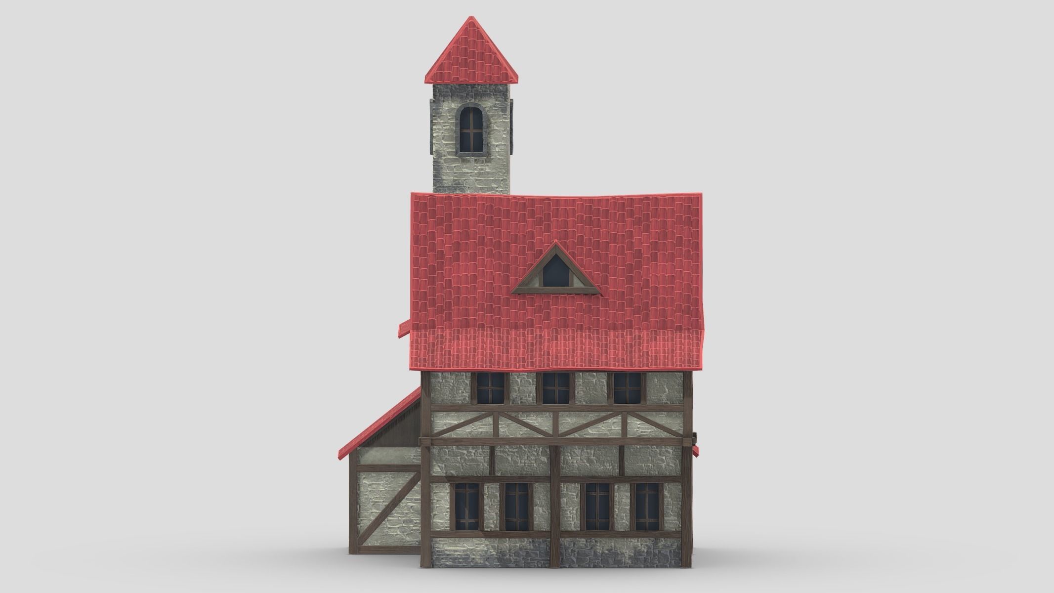 Medieval Building 03 Low Poly PBR Realistic Low-poly 3D model_6