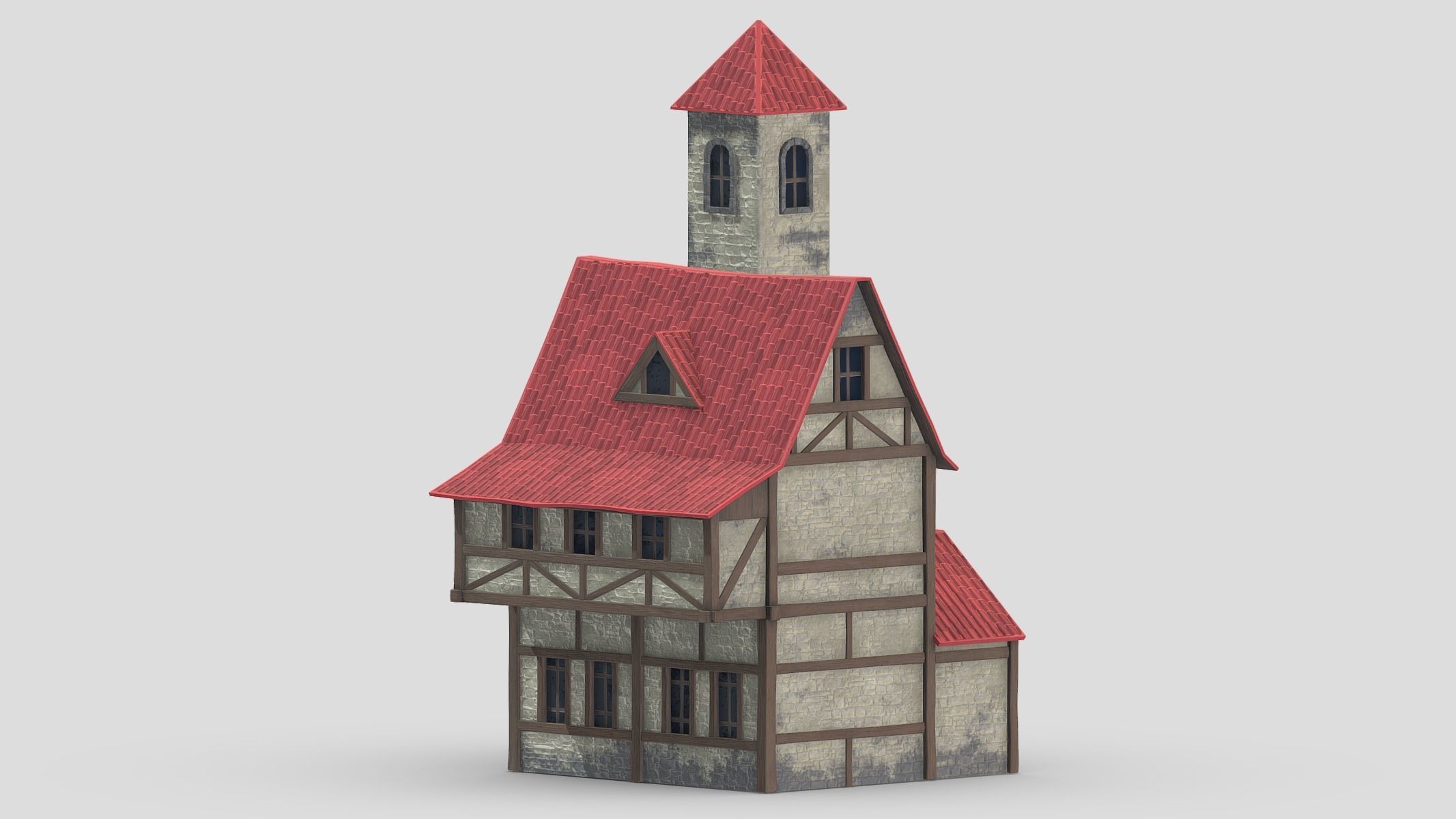 Medieval Building 03 Low Poly PBR Realistic Low-poly 3D model_4