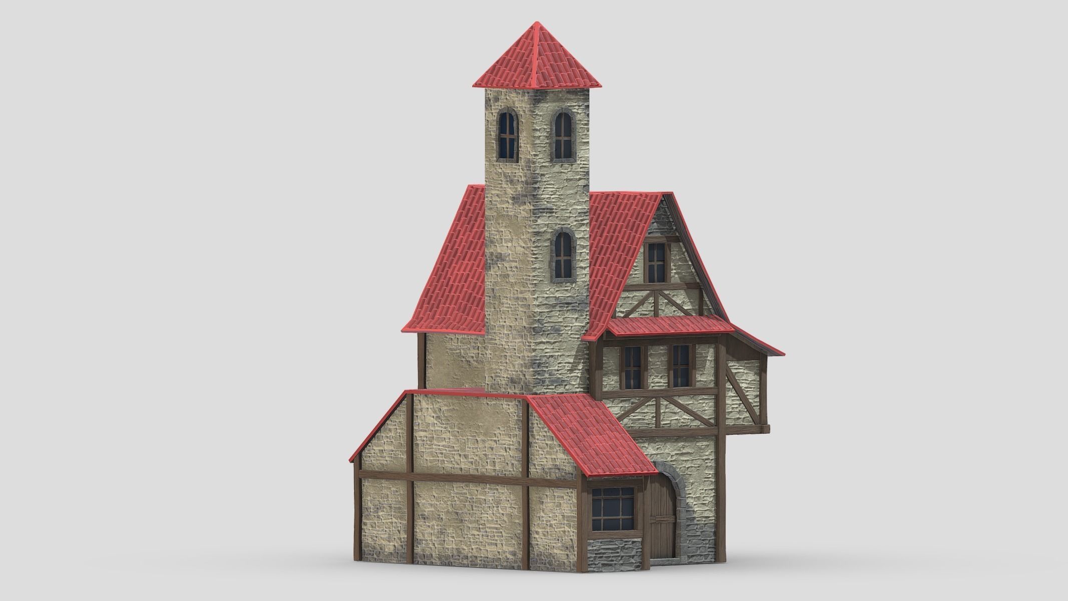 Medieval Building 03 Low Poly PBR Realistic Low-poly 3D model_14