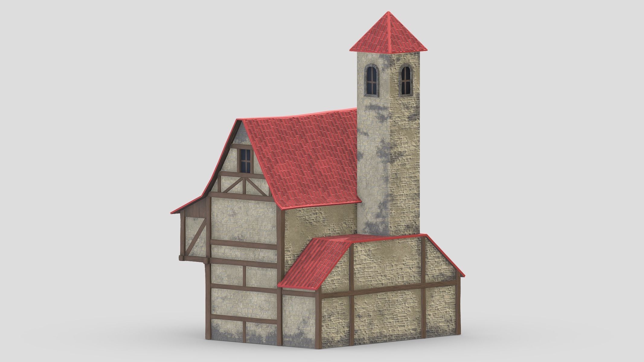 Medieval Building 03 Low Poly PBR Realistic Low-poly 3D model_18