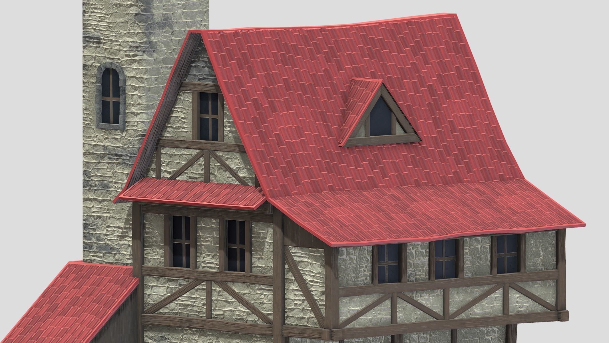 Medieval Building 03 Low Poly PBR Realistic Low-poly 3D model_8