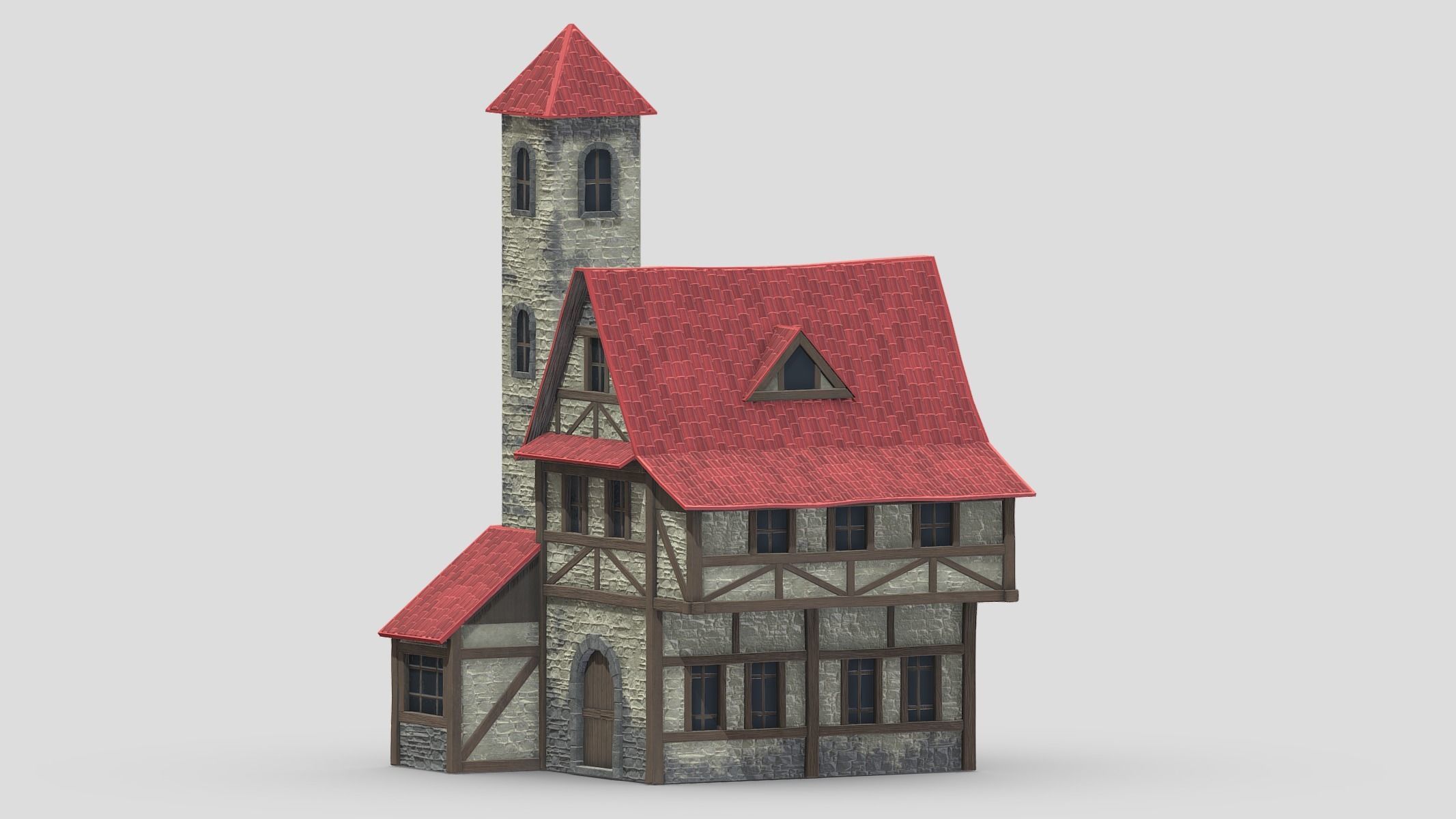 Medieval Building 03 Low Poly PBR Realistic Low-poly 3D model_19
