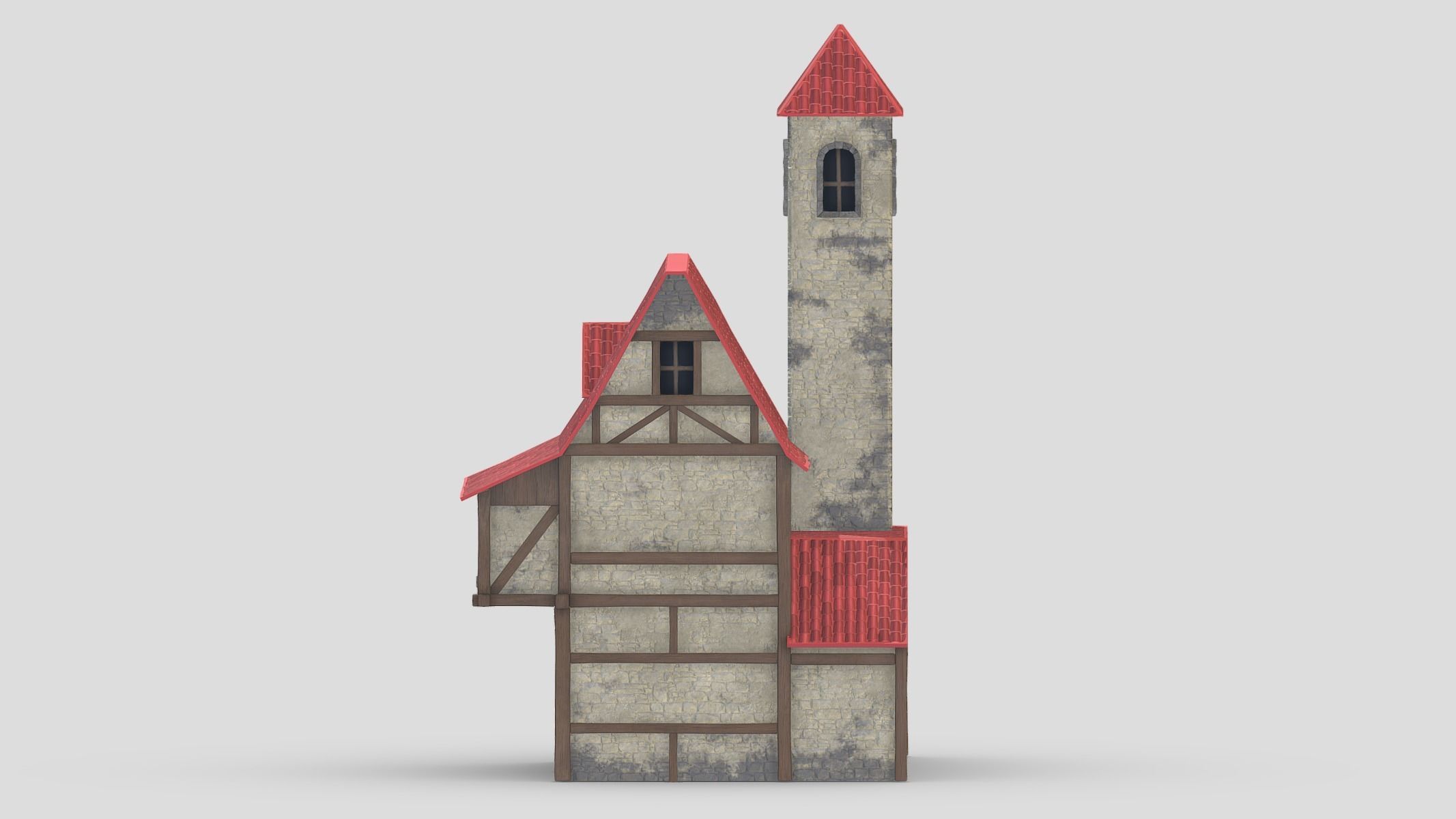 Medieval Building 03 Low Poly PBR Realistic Low-poly 3D model_2