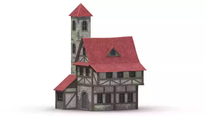 Medieval Building 03 Low Poly PBR Realistic
