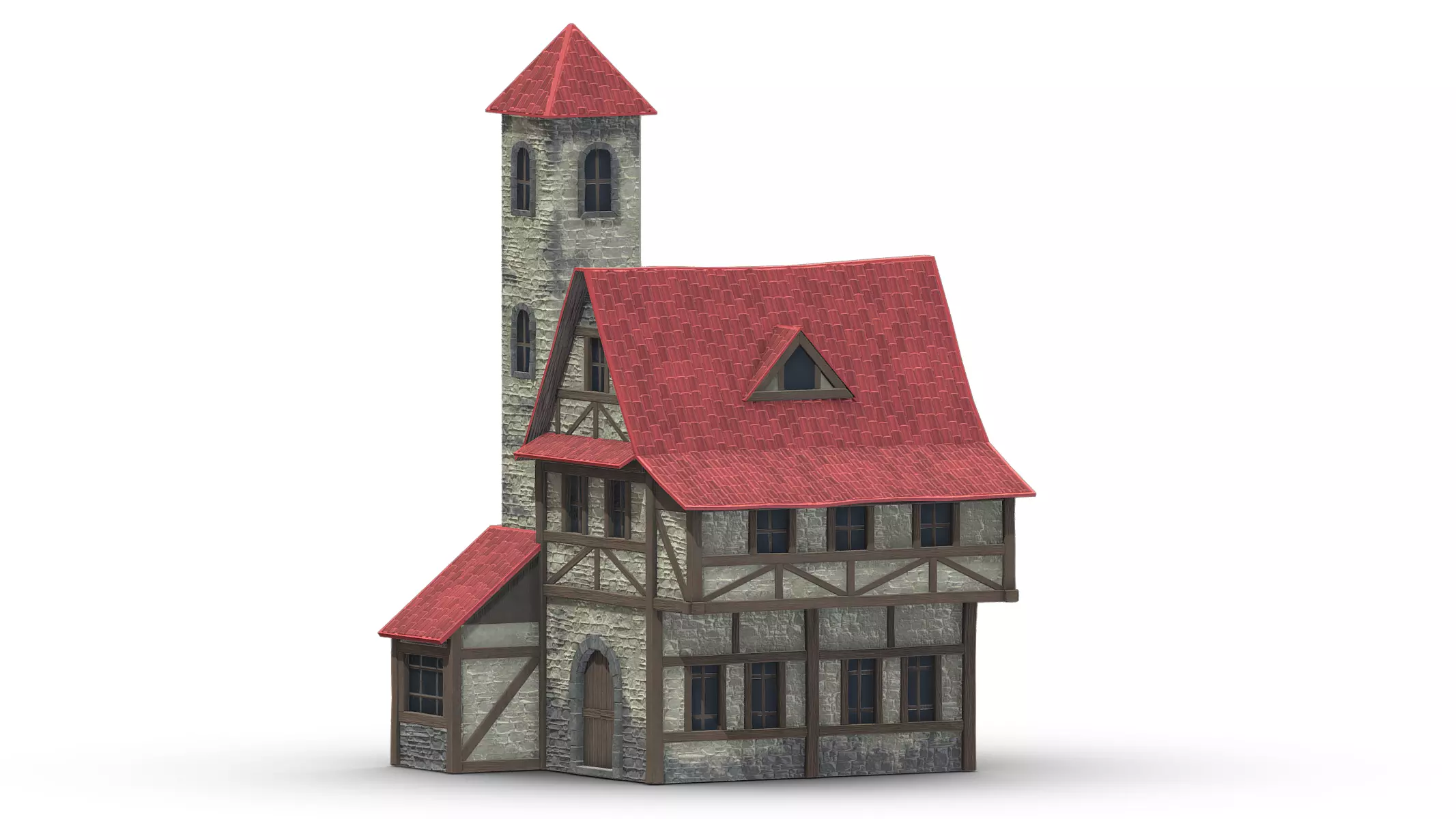 Medieval Building 03 Low Poly PBR Realistic Low-poly 3D model_0