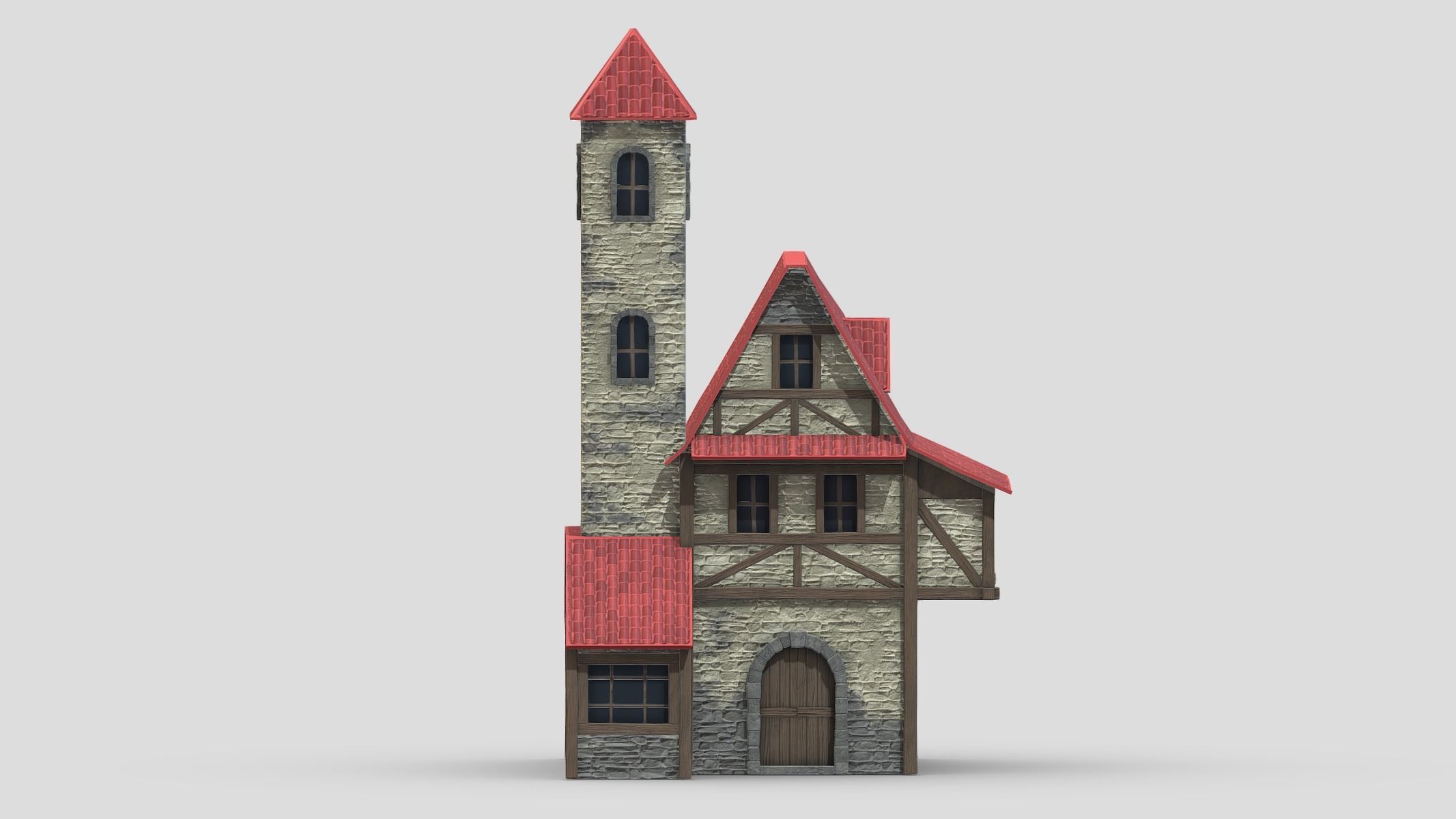 Medieval Building 03 Low Poly PBR Realistic Low-poly 3D model_12