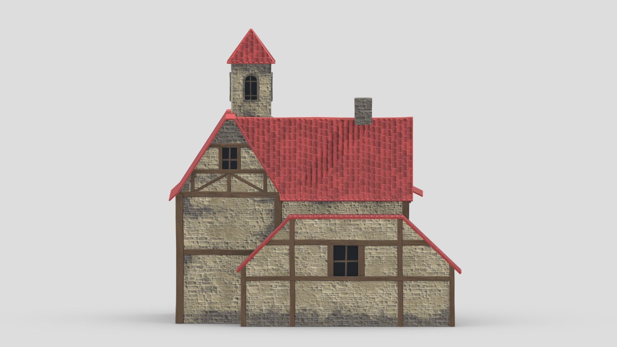 Medieval Building 04 Low Poly PBR Realistic Low-poly 3D model_16