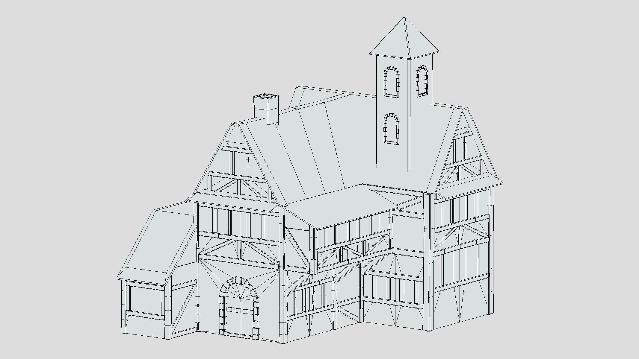 Medieval Building 04 Low Poly PBR Realistic Low-poly 3D model_11