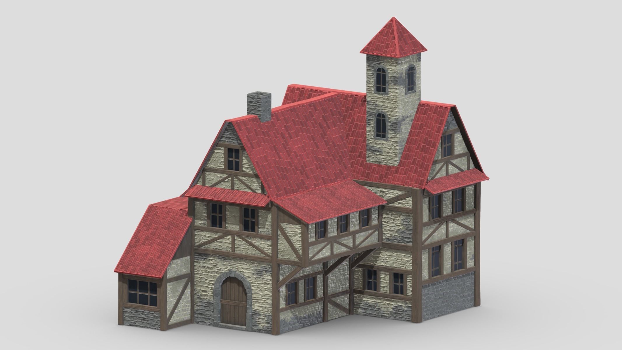 Medieval Building 04 Low Poly PBR Realistic Low-poly 3D model_19