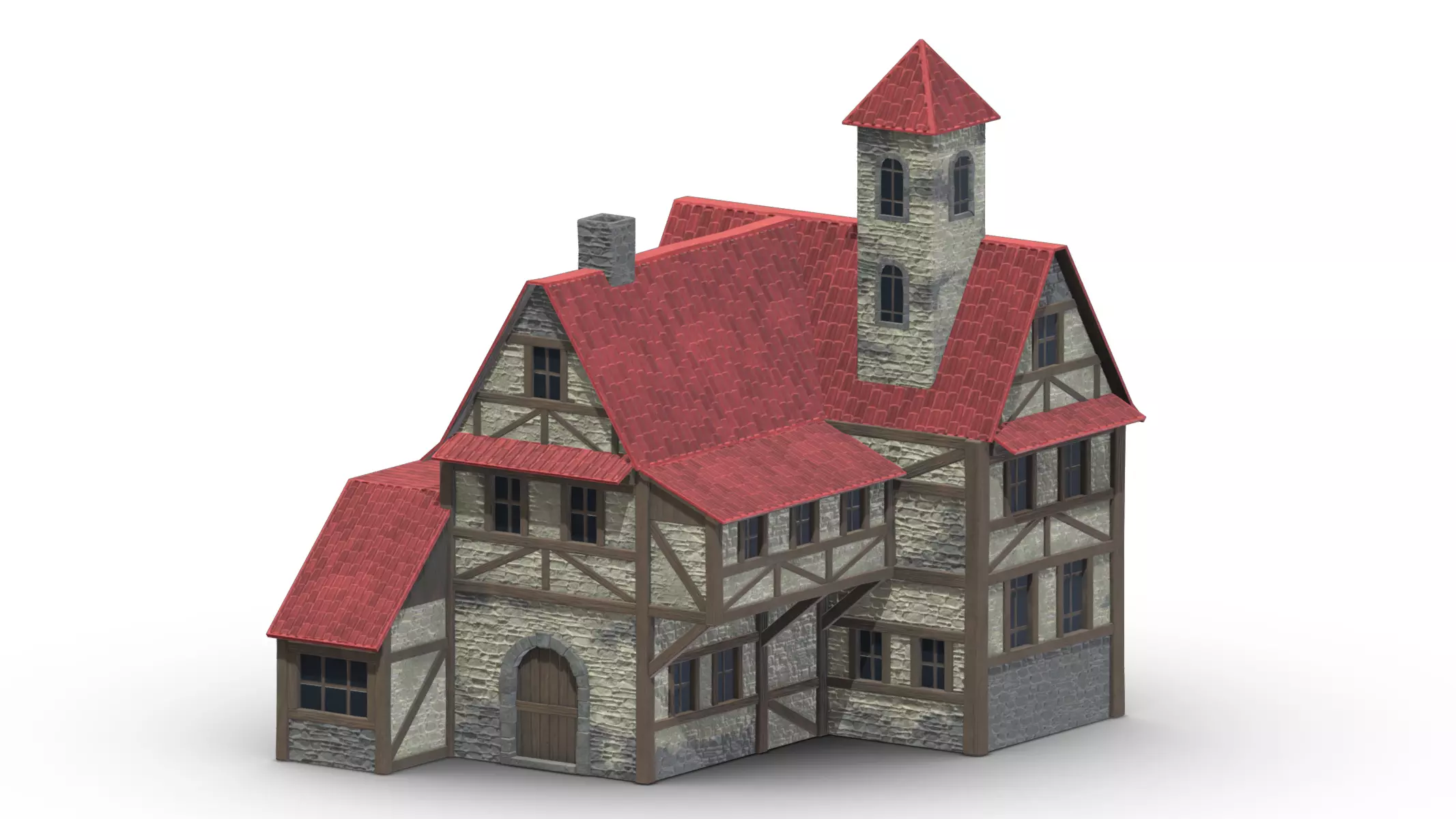 Medieval Building 04 Low Poly PBR Realistic Low-poly 3D model_0