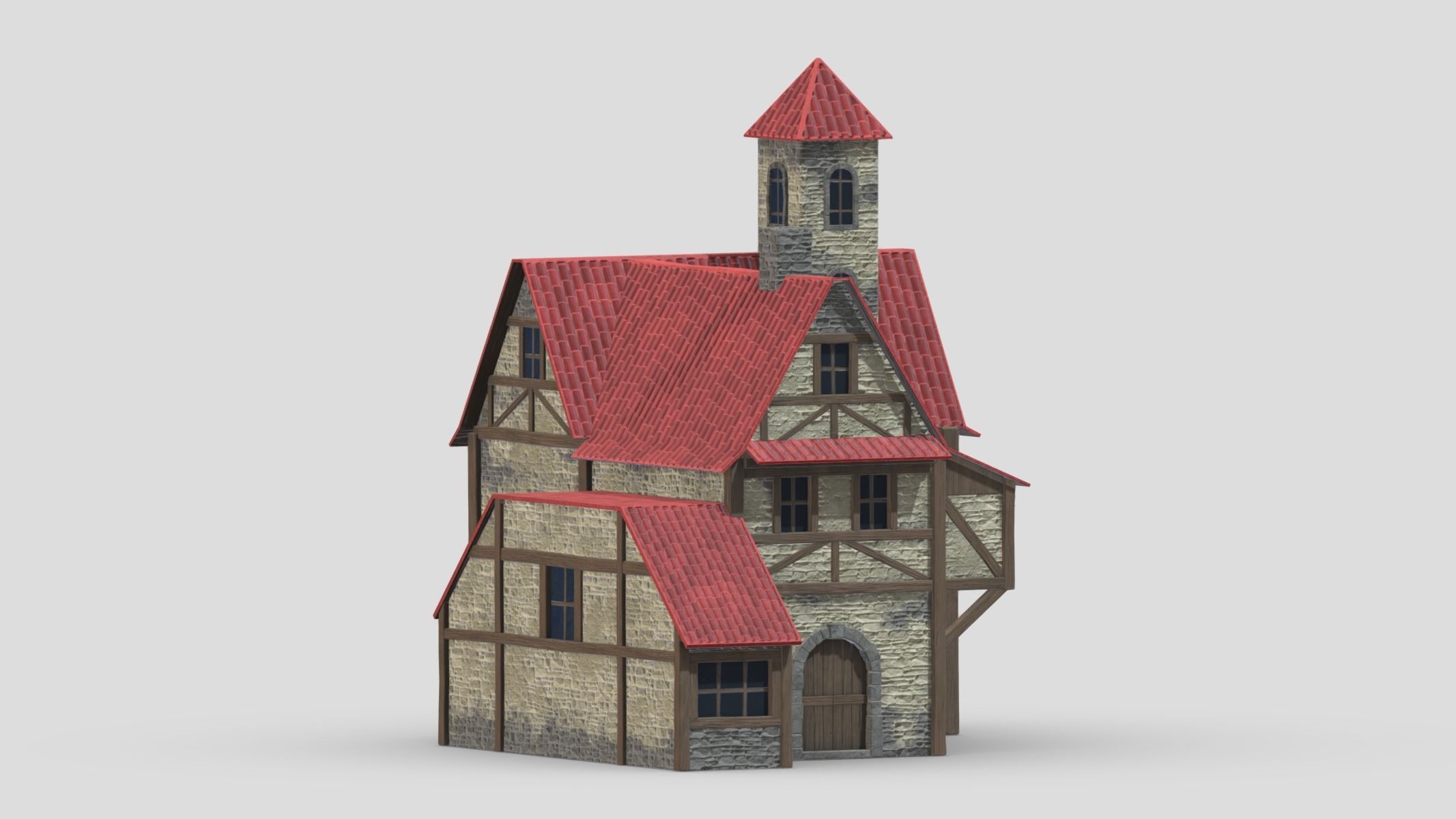 Medieval Building 04 Low Poly PBR Realistic Low-poly 3D model_14
