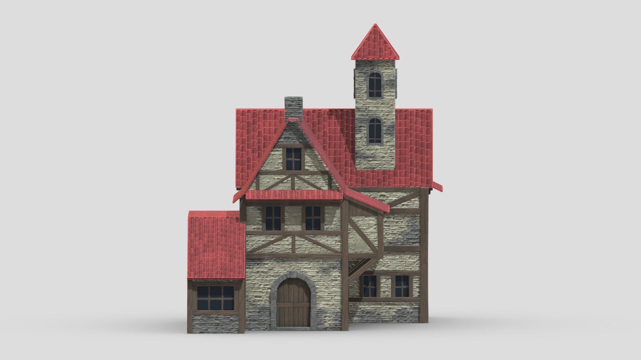 Medieval Building 04 Low Poly PBR Realistic Low-poly 3D model_12