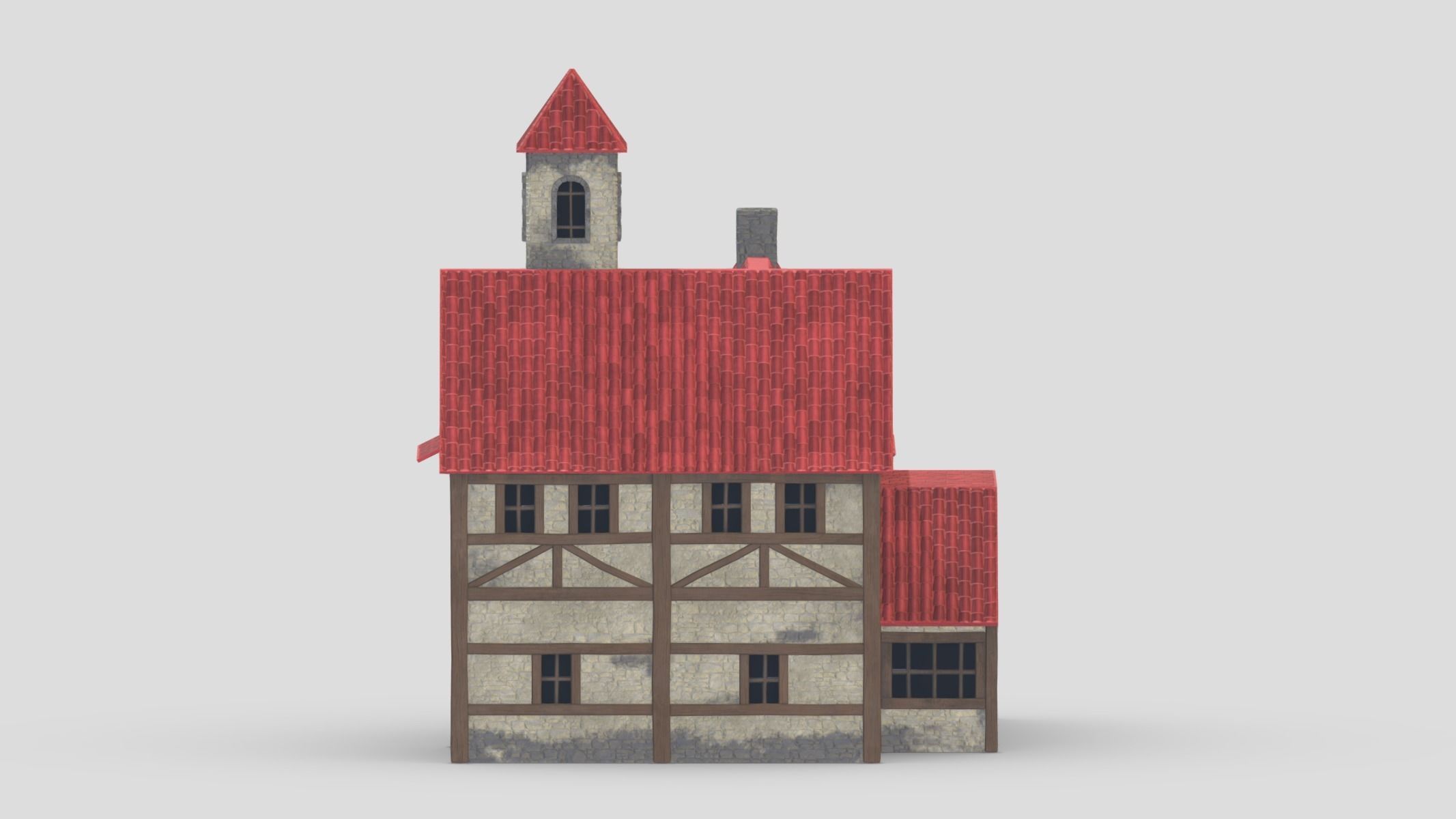 Medieval Building 04 Low Poly PBR Realistic Low-poly 3D model_2