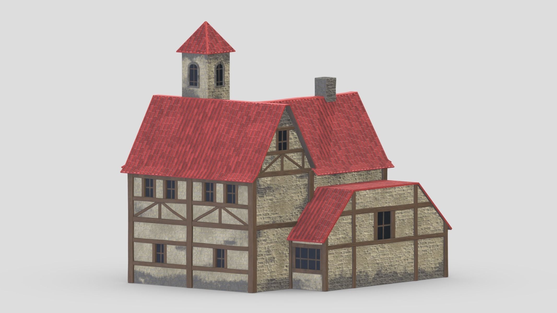 Medieval Building 04 Low Poly PBR Realistic Low-poly 3D model_18
