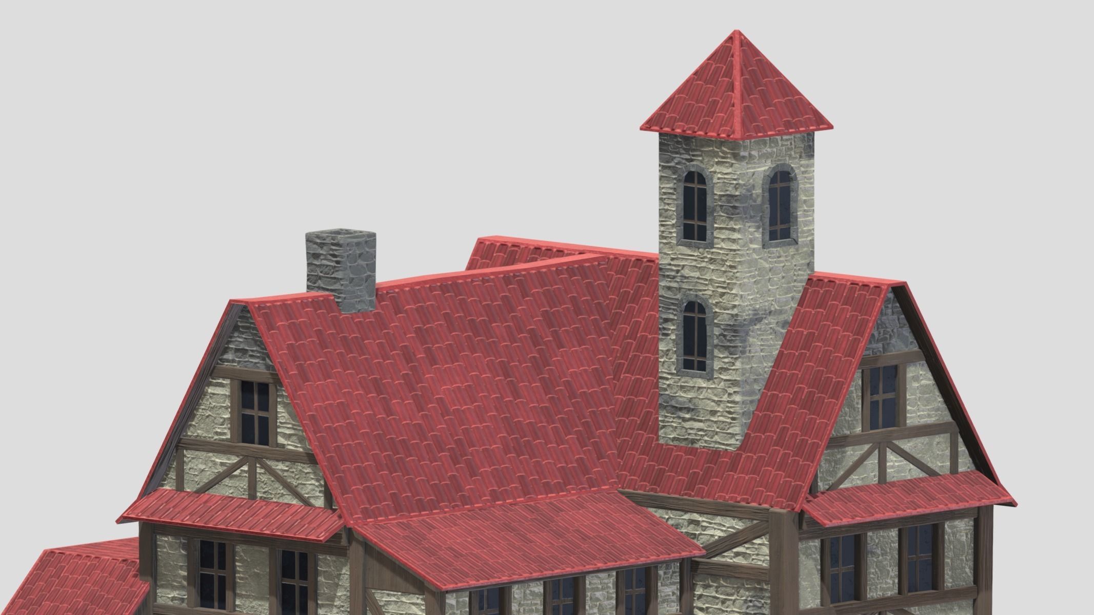 Medieval Building 04 Low Poly PBR Realistic Low-poly 3D model_8