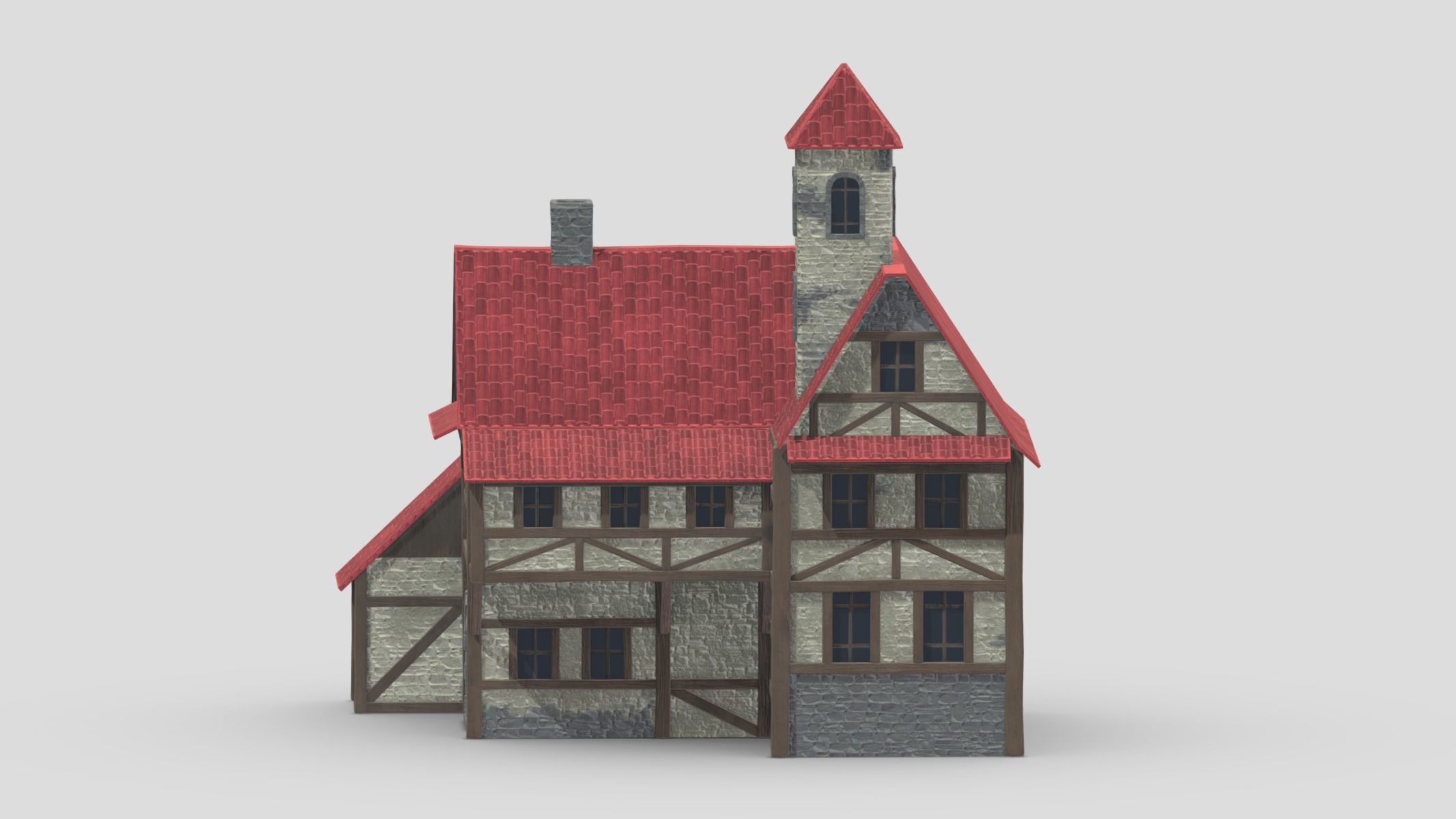 Medieval Building 04 Low Poly PBR Realistic Low-poly 3D model_6