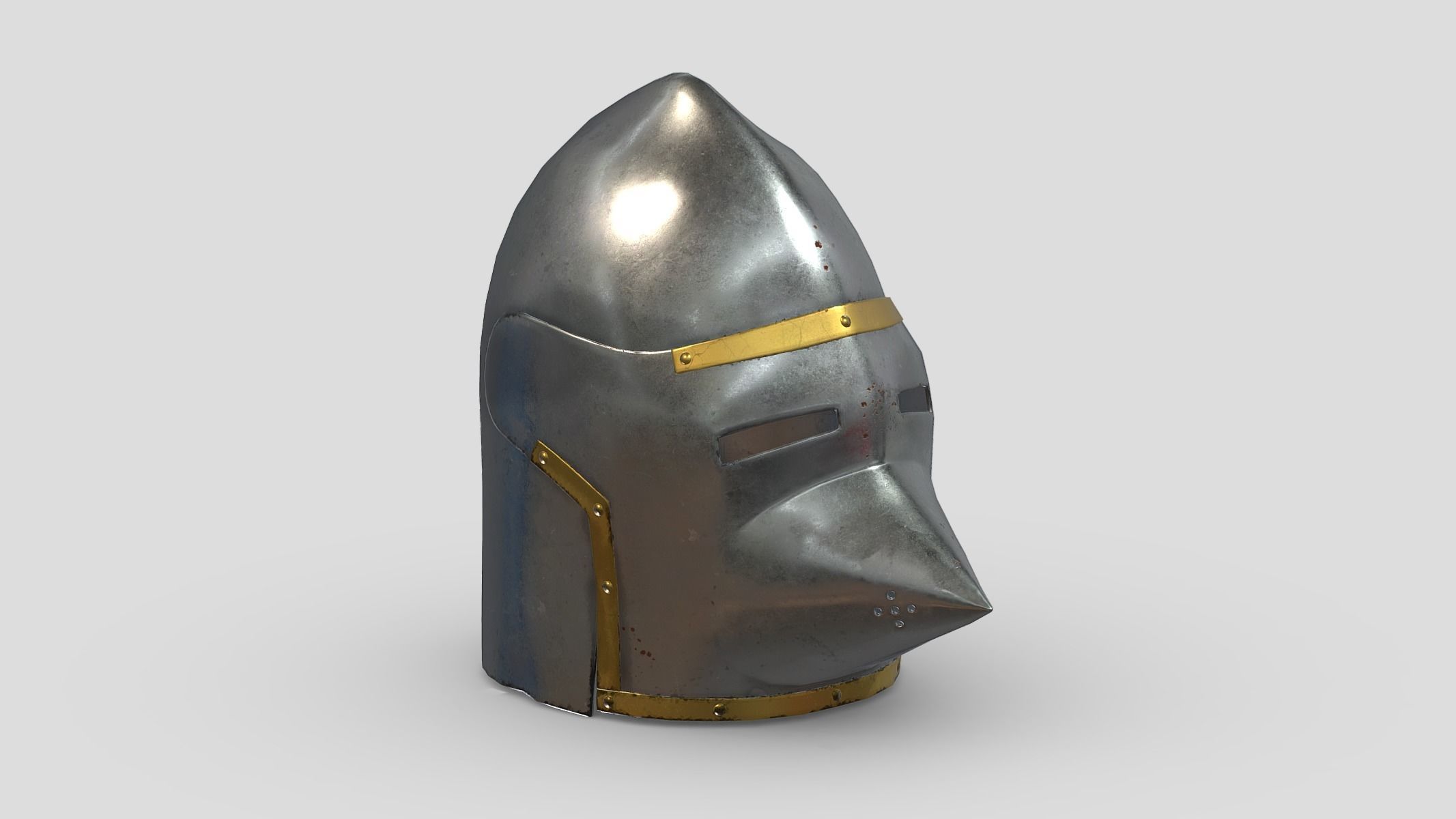 Medieval Helmet 02 Low Poly PBR Realistic Low-poly 3D model_9