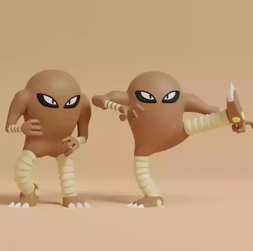 Pokemon - Hitmonlee with 2 poses