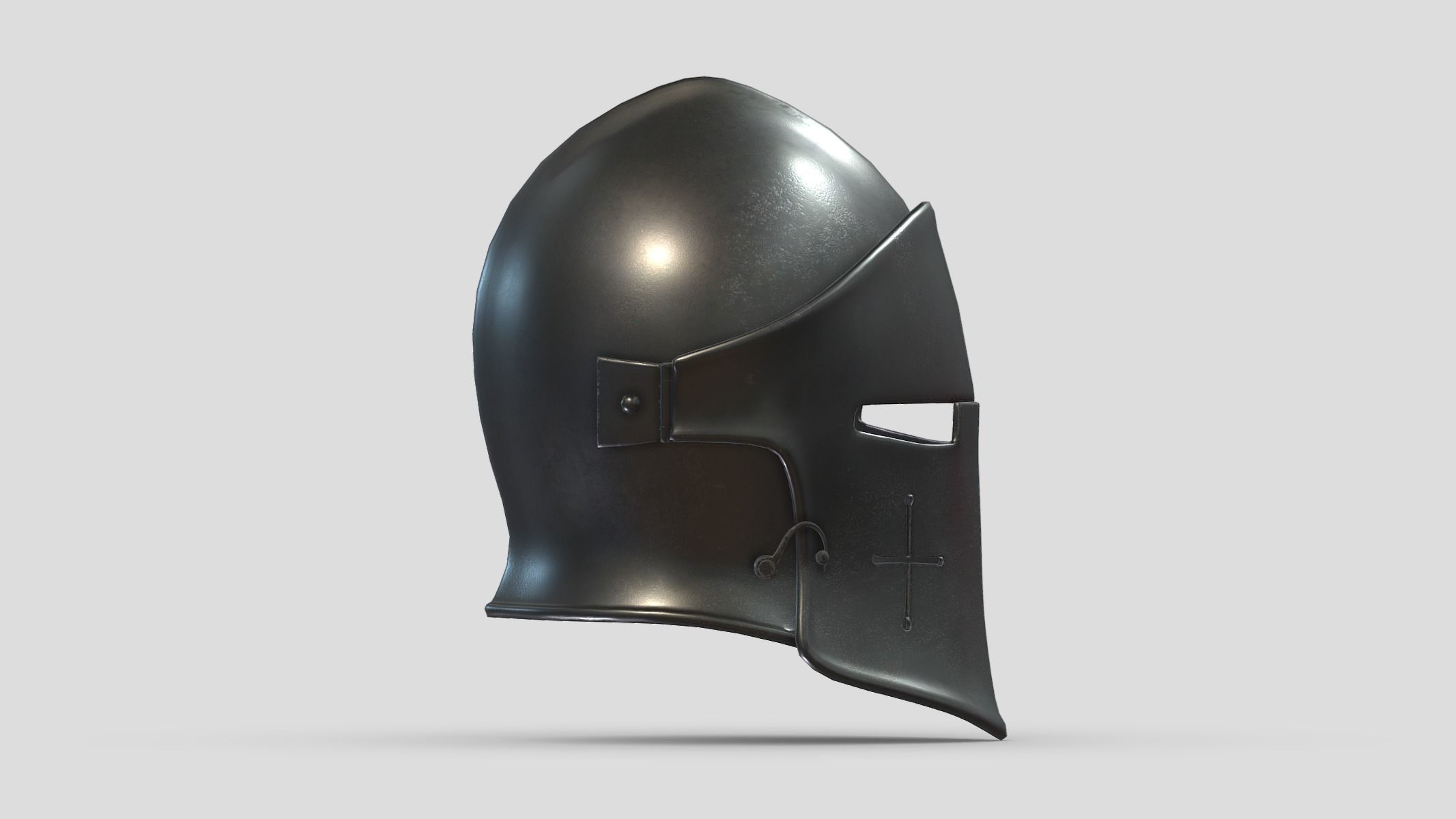 Medieval Helmet 04 Low Poly PBR Realistic Low-poly 3D model_2