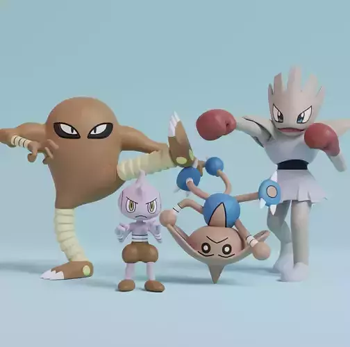 Pokemon - Tyrogue Hitmontop Hitmonlee and Hitmontop 3D print model