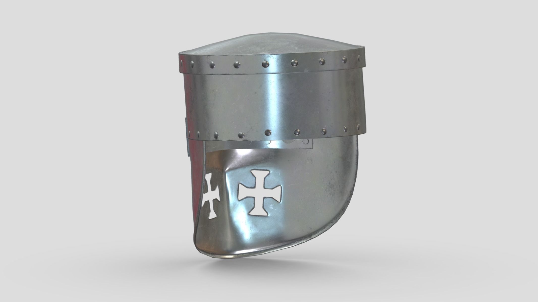 Medieval Helmet 06 Low Poly PBR Realistic Low-poly 3D model_5