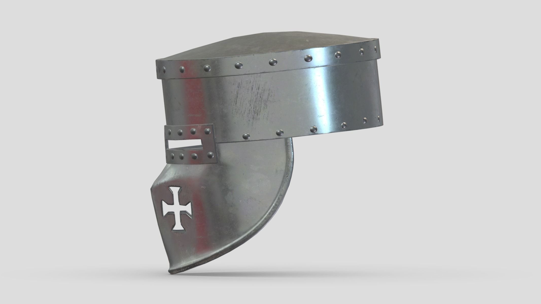 Medieval Helmet 06 Low Poly PBR Realistic Low-poly 3D model_7