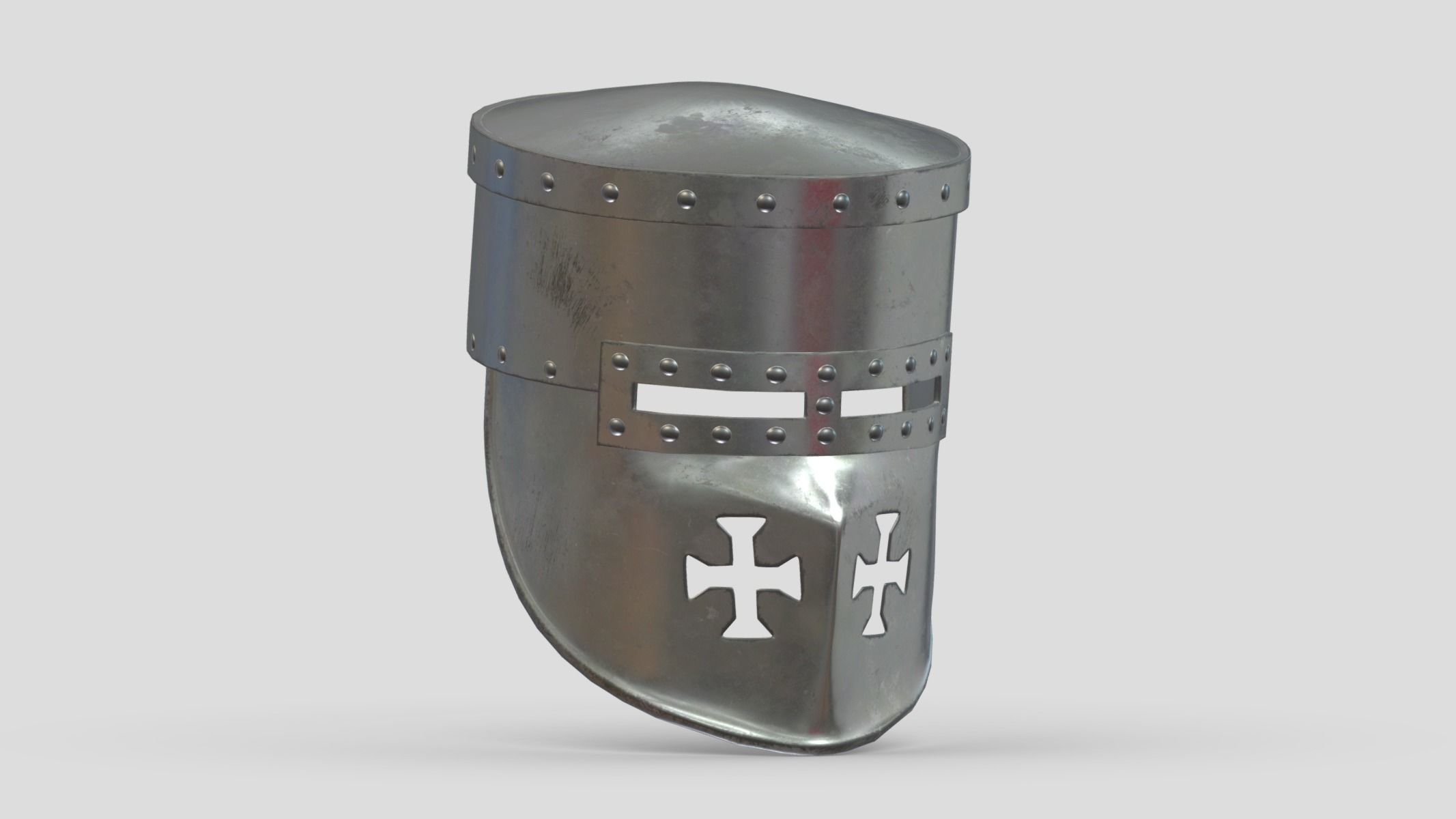 Medieval Helmet 06 Low Poly PBR Realistic Low-poly 3D model_9