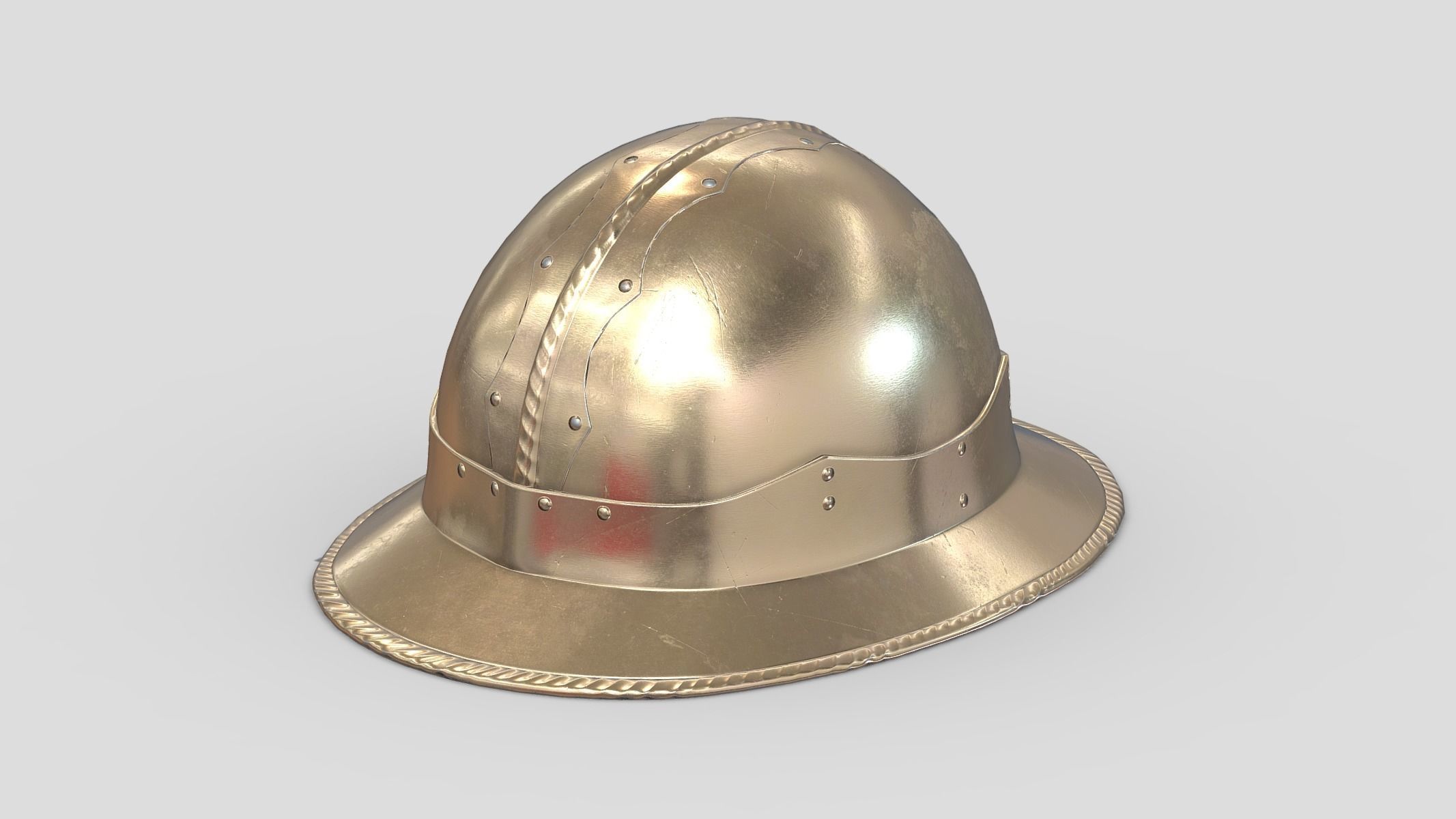 Medieval Helmet 08 Low Poly PBR Realistic Low-poly 3D model_4