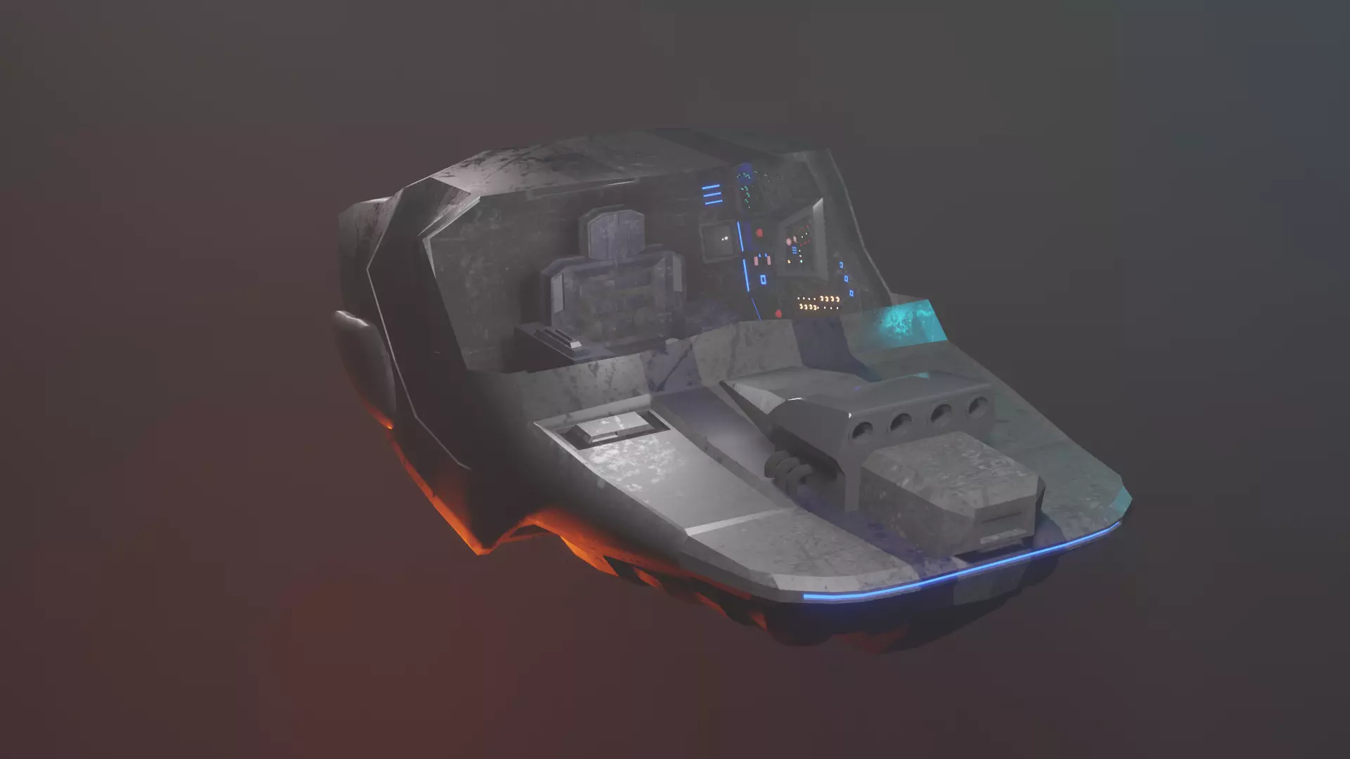 Cyberpunk Car Low-poly 3D model_0