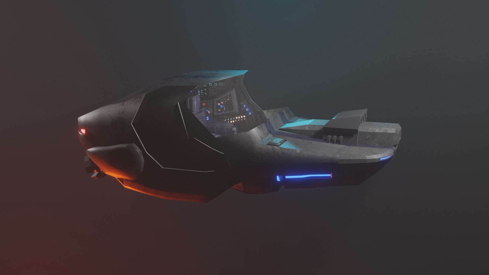 Cyberpunk Car Low-poly 3D model_9