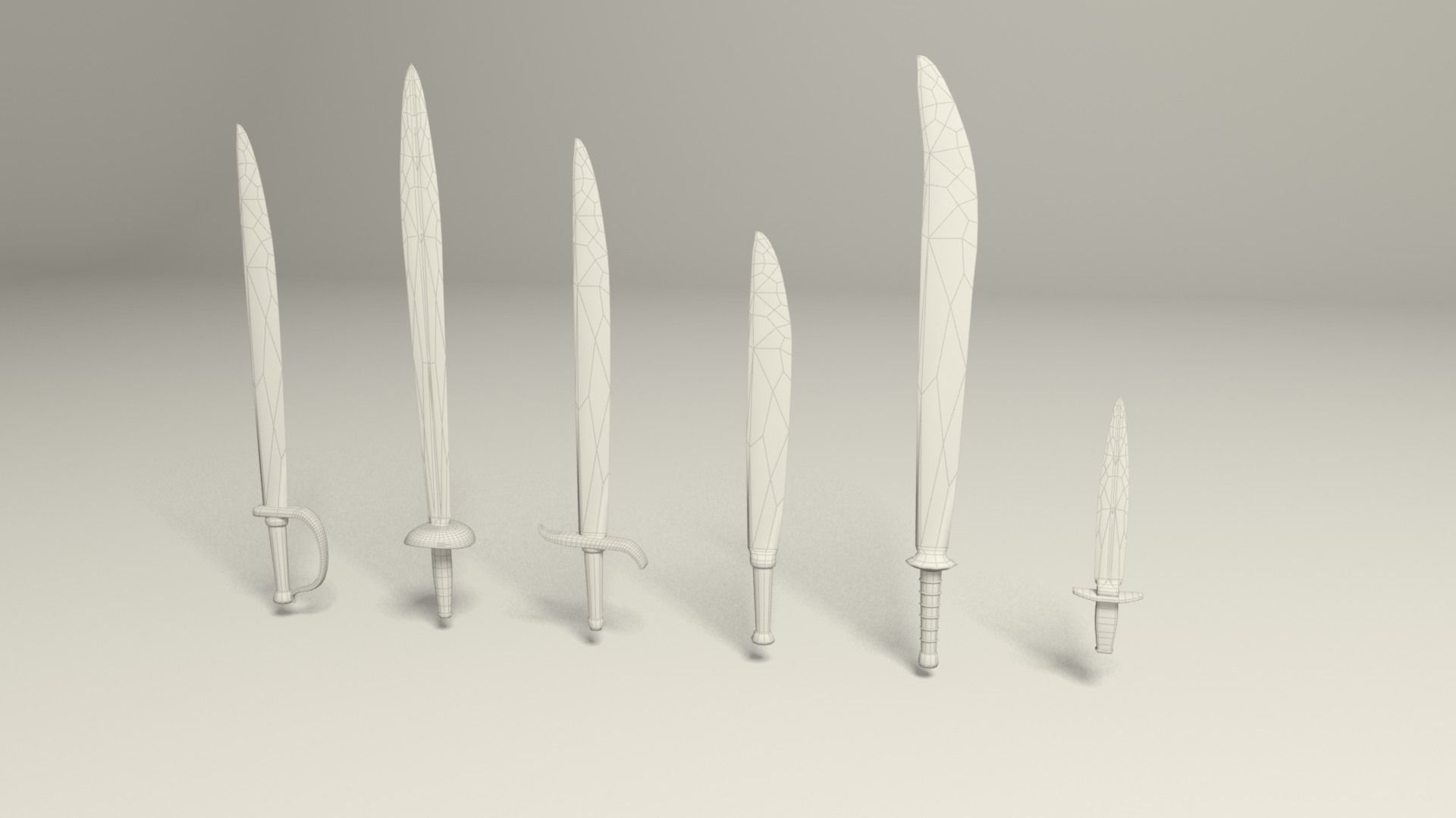 Swords five Low-poly 3D model_1