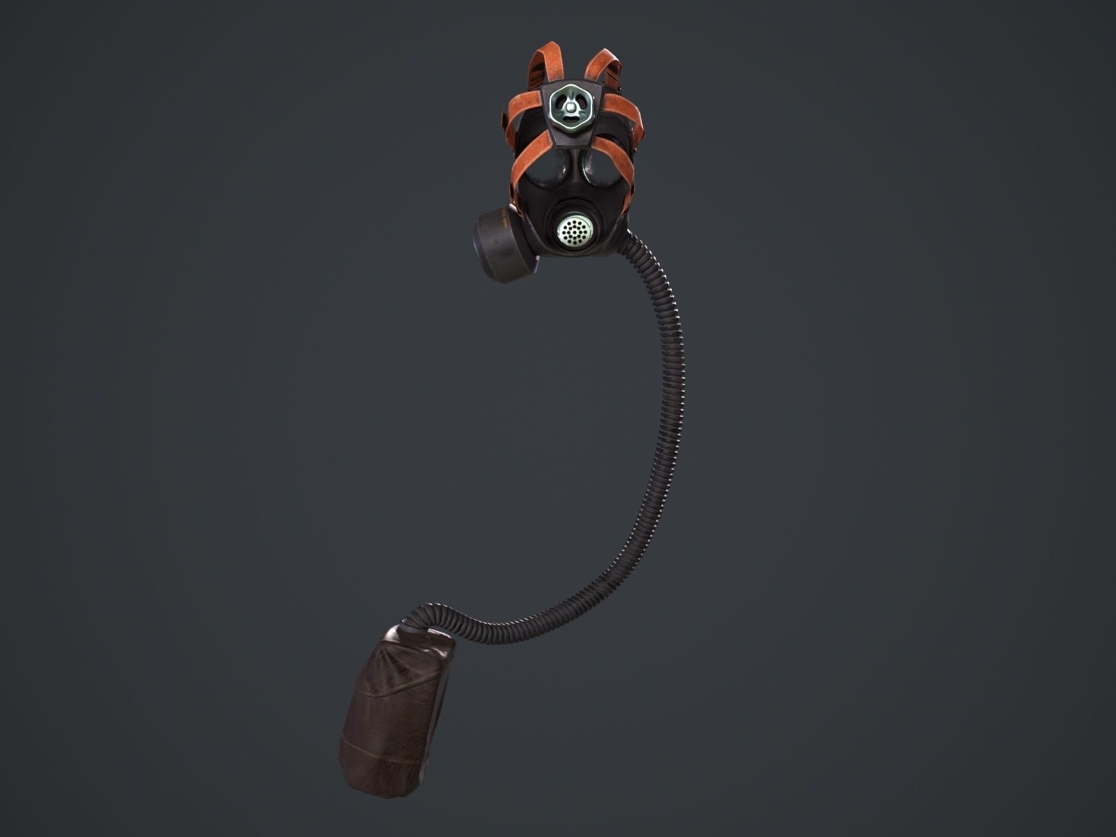 Gas mask and tube game ready Low-poly 3D model_7