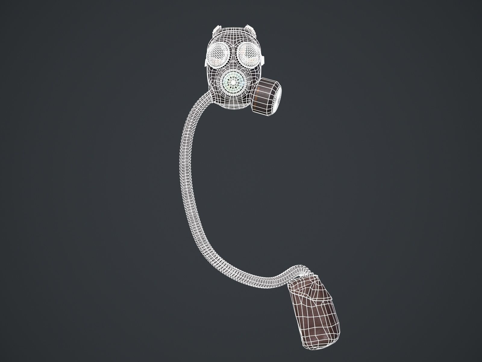 Gas mask and tube game ready Low-poly 3D model_9