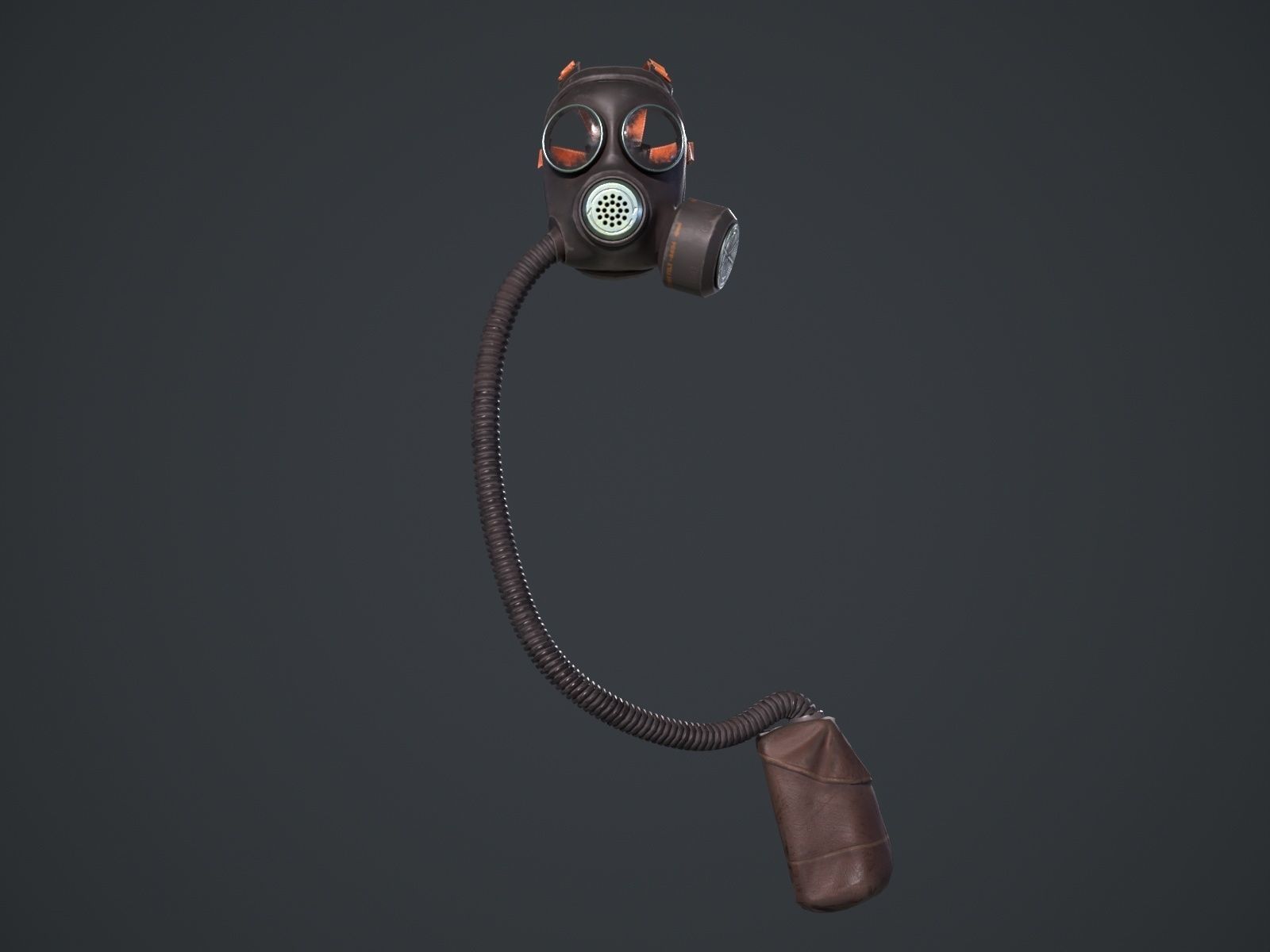 Gas mask and tube game ready Low-poly 3D model_8