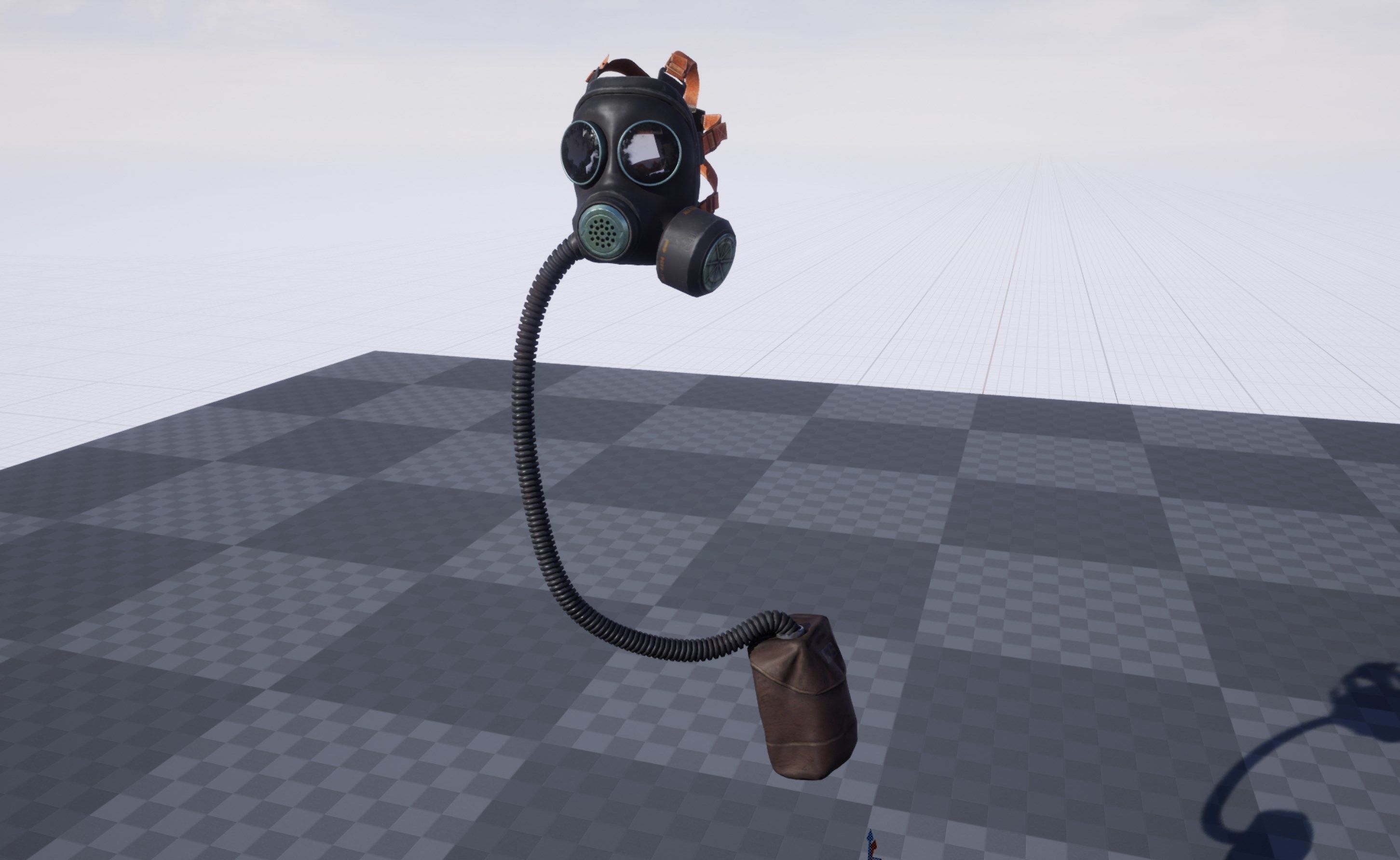 Gas mask and tube game ready Low-poly 3D model_4