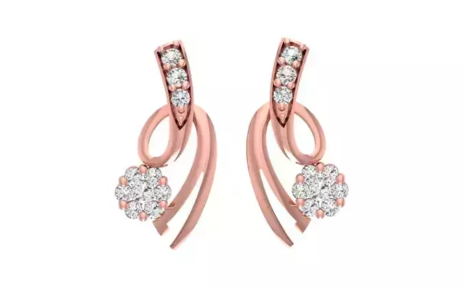 Women Diamond Earrings 3dm STL OBJ FBX Renders Details