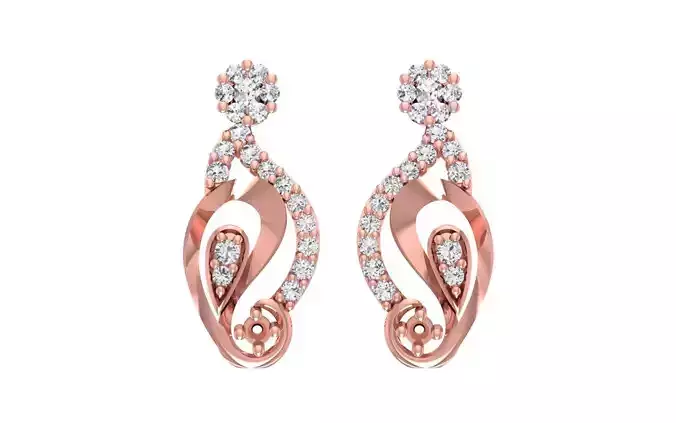 Women Diamond Earrings 3dm STL OBJ FBX Renders Details