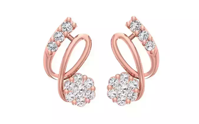 Women Diamond Earrings 3dm STL OBJ FBX Renders Details